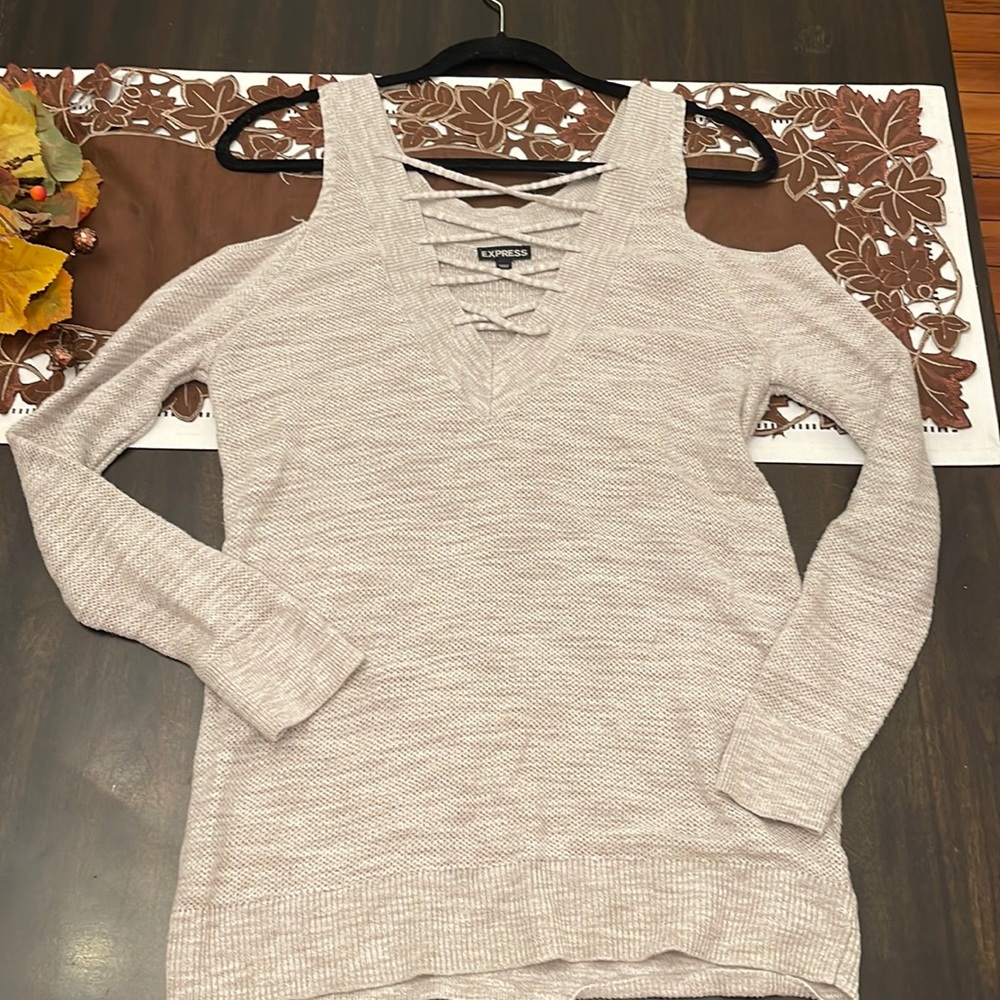 Cold shoulder sweater